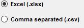The two file format types are .xlsx and .csv.