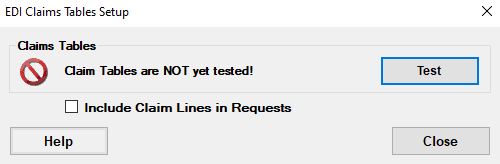 "EDI Claims Setup" form.