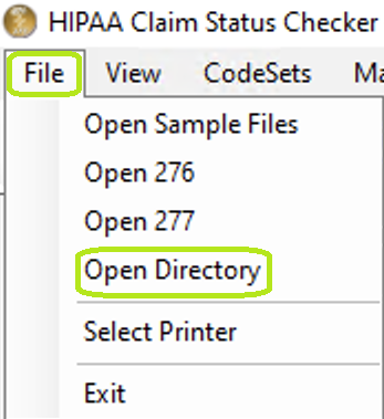 The "Open Directory" menu. The "Open Directory" menu.