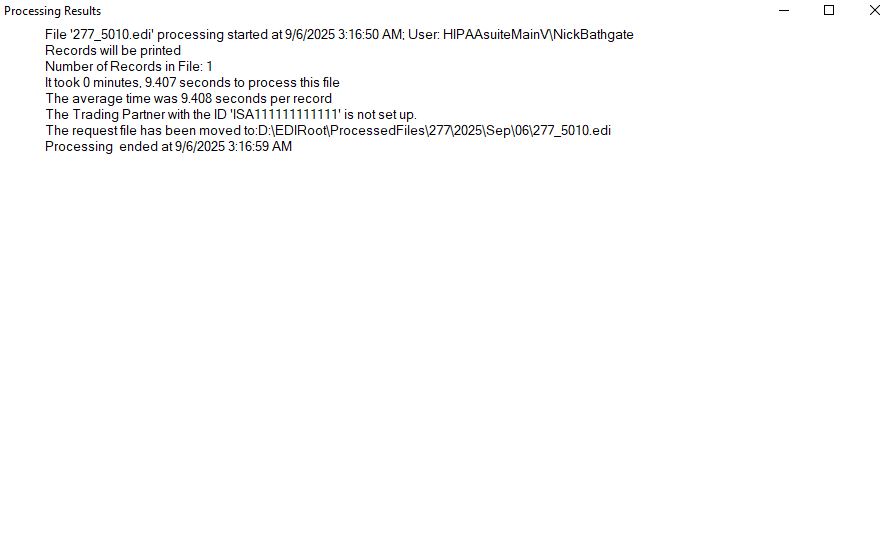 The "Processing Results" window. The "Processing Results" window.