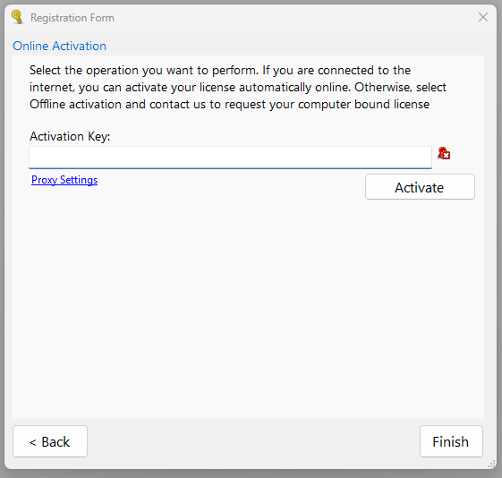 Paste your activation key into the text box.
