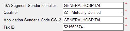 The "ISA Segment Sender Identifier" section in "Company Setup." The "ISA Segment Sender Identifier" section in "Company Setup."