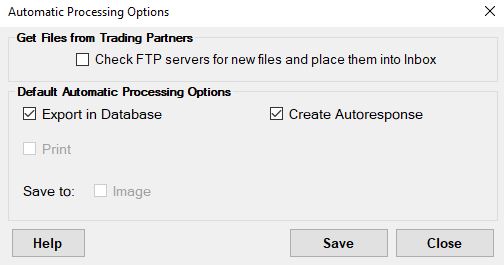 EDI Exchange Automatic Processing options. EDI Exchange Automatic Processing options.