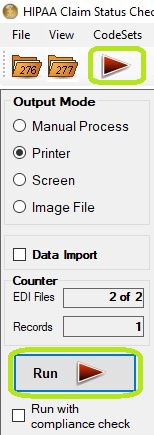The "Run" buttons. The "Run" buttons.