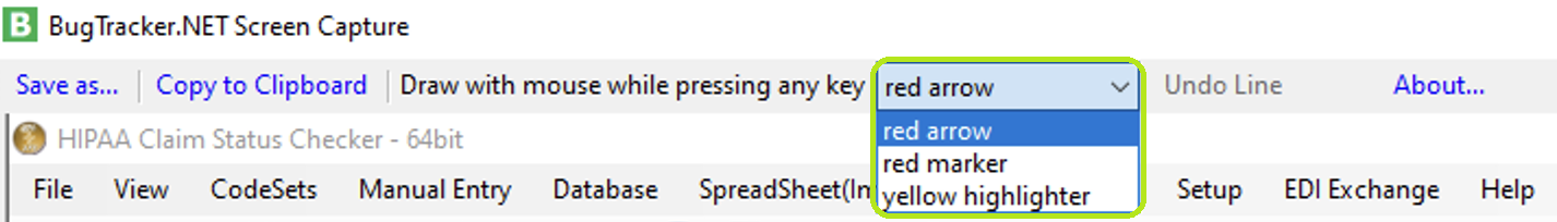 This drop-down menu will only be available if a capture is taken.