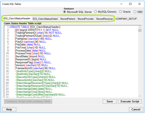 This window will allow users to create their database tables.