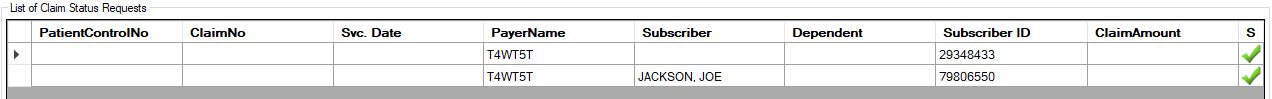 Example of Claim Status requests after a compliance check. Both showing that the requests have passed.