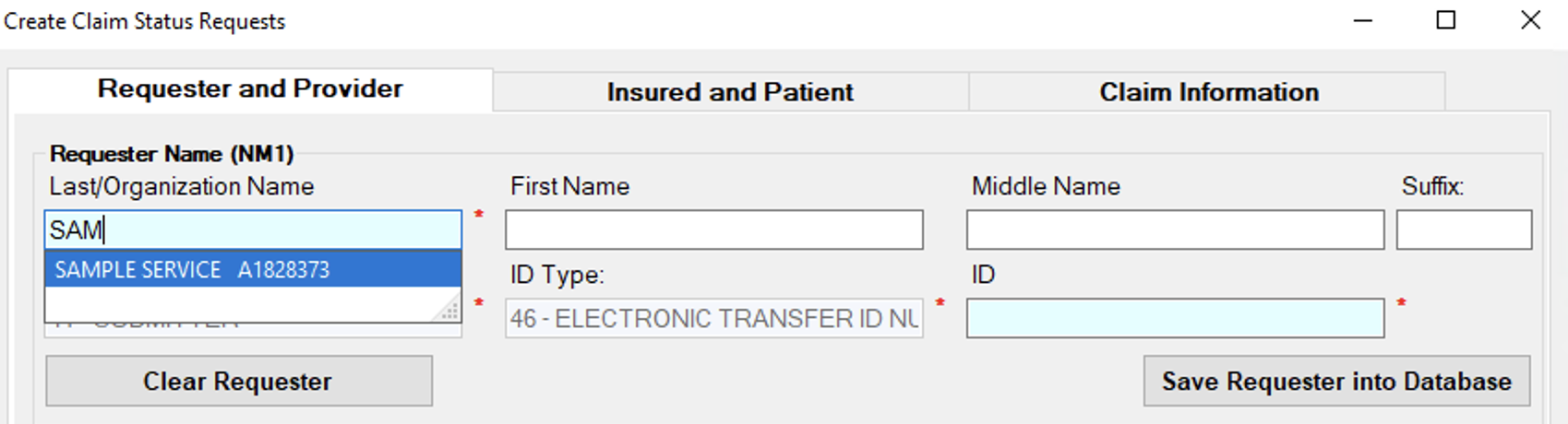 After saving a Requester, you can fill the entire form with a Requester's information with only the Name or ID.