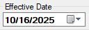 The "Effective Date" box. The "Effective Date" box.