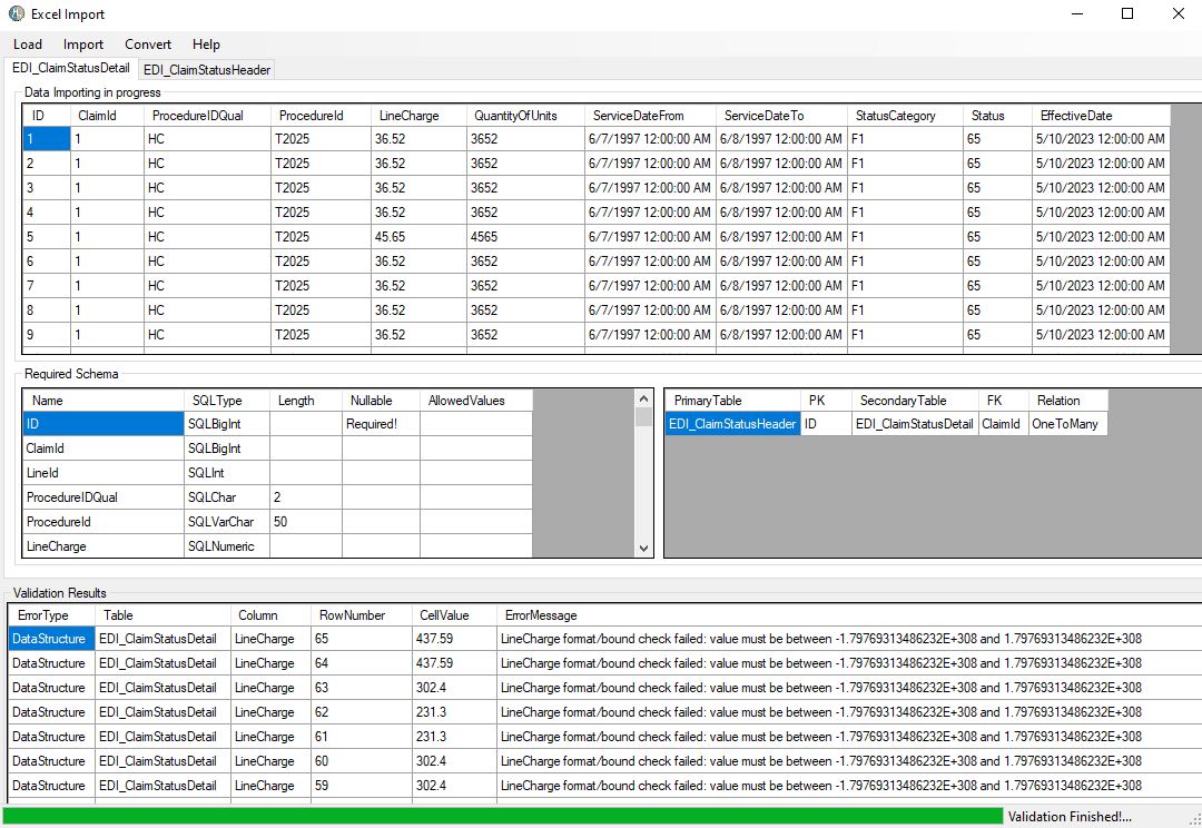 The data viewing boxes with the results.