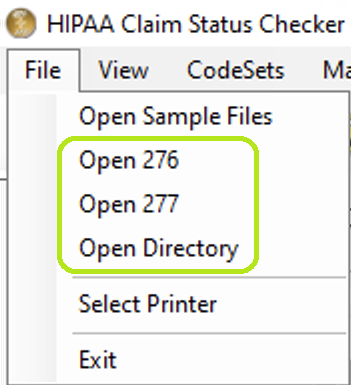 The "Open 276", "Open 277", and "Open Directory" options are under the "File" tab on the main menu.