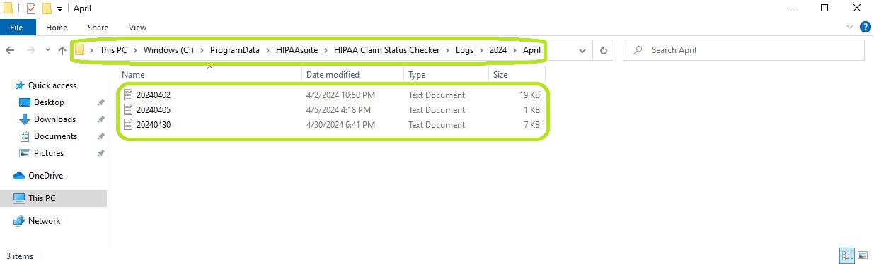 The log text files. The log text files.