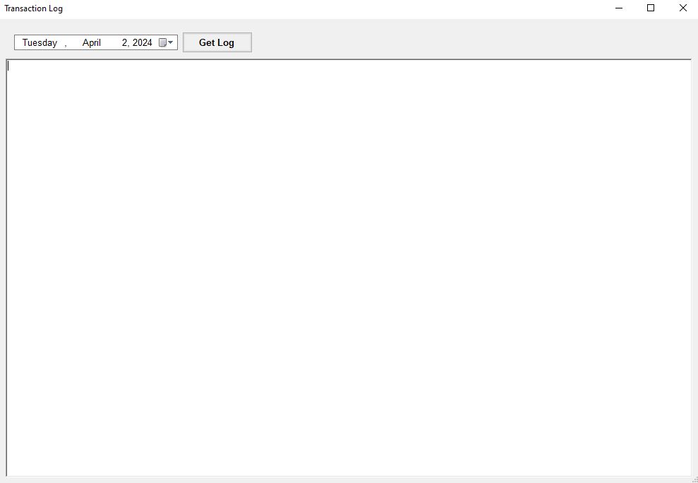 The "Transaction Log" window. The "Transaction Log" window.