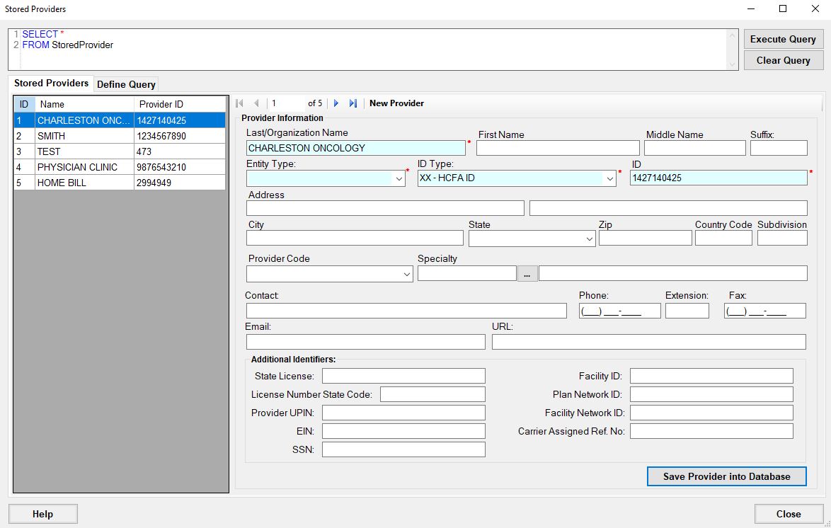 "Stored Provider" window.