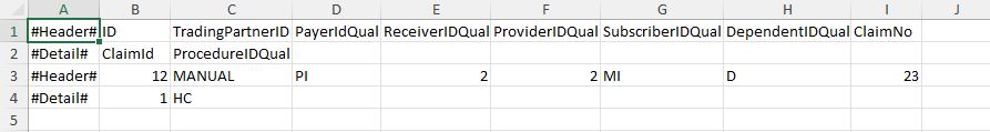 Sample of a single sheet Excel spreadsheet with both header and detail rows.