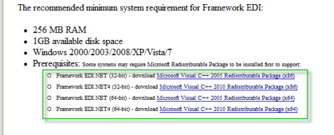 The Microsoft Redistributable Package installation options.