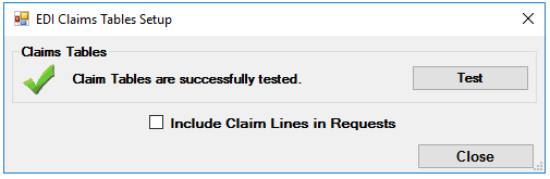 "EDI Claims Setup" window. "EDI Claims Setup" window.