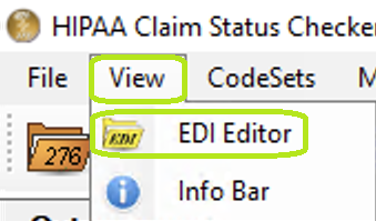 The "EDI Editor" option is under the "View" tab. The "EDI Editor" option is under the "View" tab.