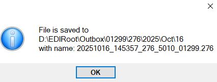 Pop-up confirmation of file saved. Pop-up confirmation of file saved.