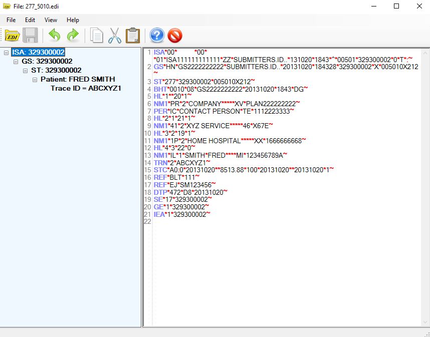 The "EDI Editor" window. The "EDI Editor" window.