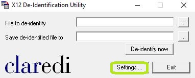 The "Settings" button on the utility window.