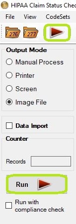 The "Run" button options in the main window.