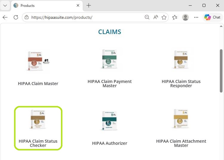 The Products page after clicking on the Products option at the top left of the website. 