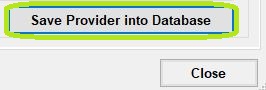 "Save Provider into Database" option.