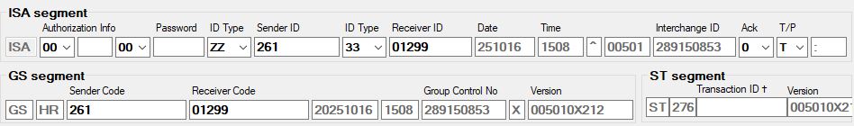 The different EDI segments available to fill out. The different EDI segments available to fill out.
