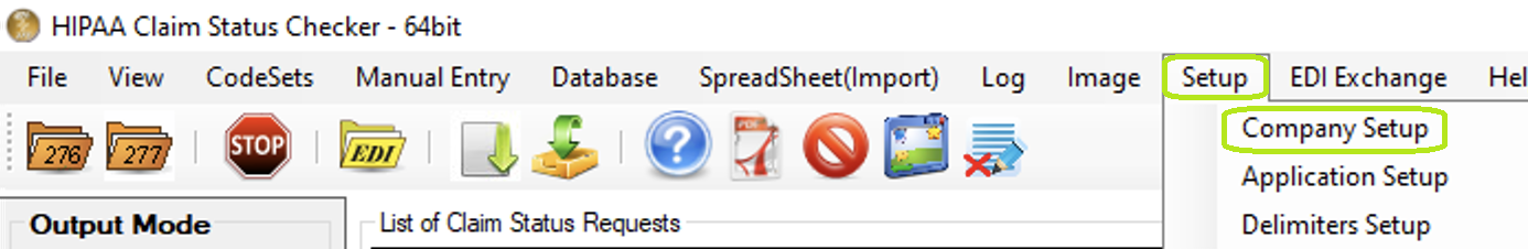 The "Setup" menu and "Company Setup" button.