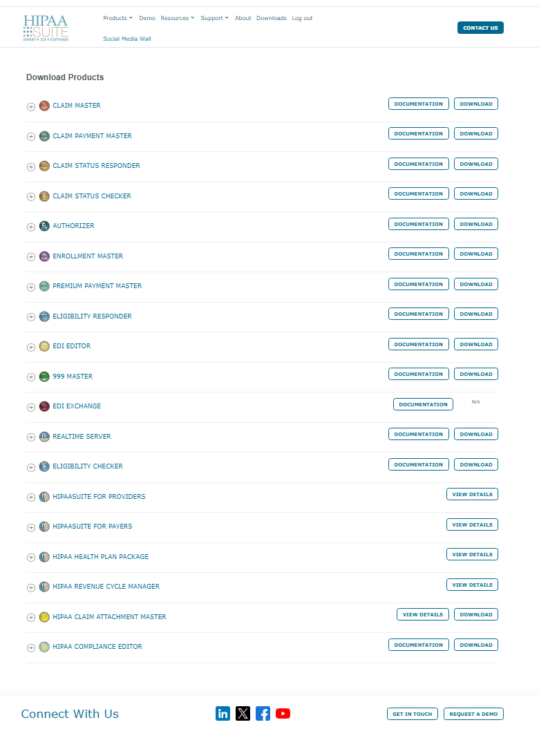 The list of products available for download shows after logging in. The list of products available for download shows after logging in.