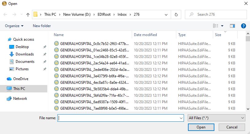 EDI file selection. EDI file selection.