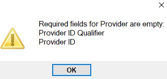 Missing required field error for an empty Trading Partner field.