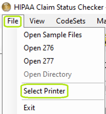 The "Select Printer" option from the "File" tab.