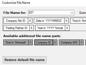 The "Restore default file name" button.