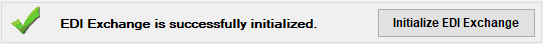 The "EDI Exchange is successfully initialized" message at the bottom of the "EDI Exchange Setup" window.