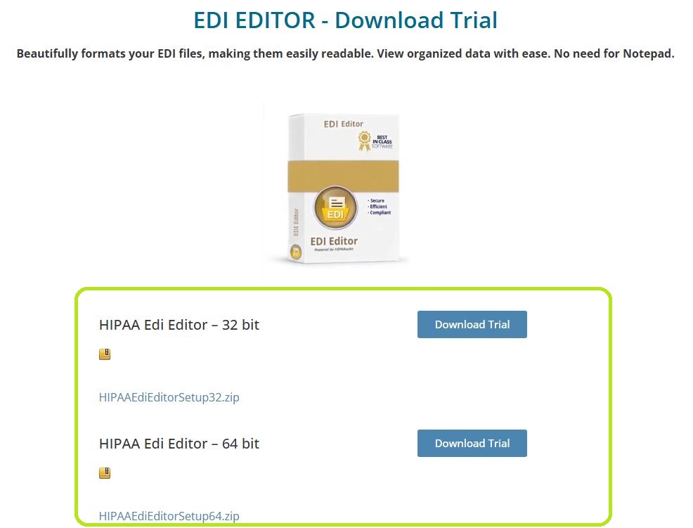 The download options you may select.