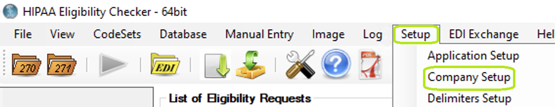 The "Setup" menu and "Company Setup" button.
