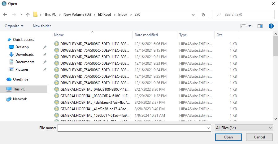 EDI file selection.