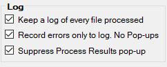 The log setting determines whether process messages will be saved to the log file at all times.