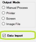 The "Data Import" check-box is in the main window.