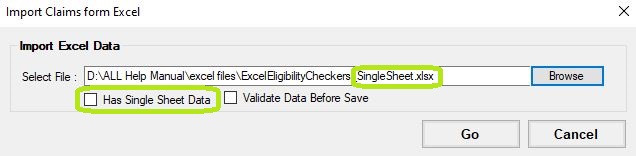 Example of a single sheet file import with Has Single Sheet Data box. Example of a single sheet file import with Has Single Sheet Data box.