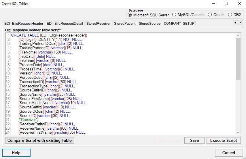 The "Table Creation" window.