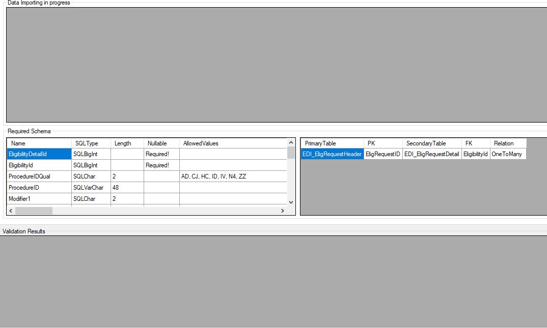 The data viewing boxes in the “Excel Import” window. The data viewing boxes in the “Excel Import” window.