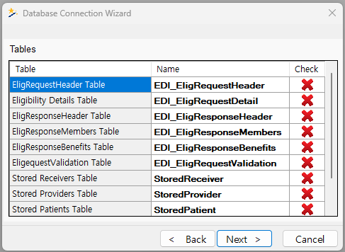 If the tables do not exist in the database, you can create them by clicking "Yes." If the tables do not exist in the database, you can create them by clicking "Yes."