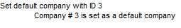The log entry for the default company after the change.