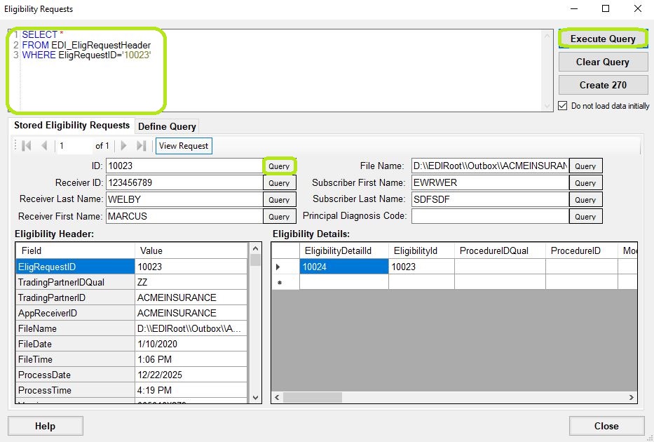The "Stored Covered Members" window is showing a record from the database.