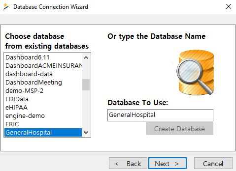 Choose an existing database or create a new one. Choose an existing database or create a new one.