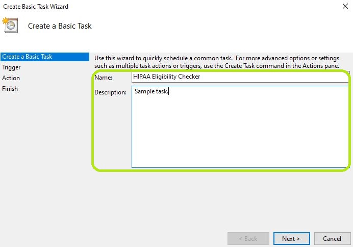 Fill in the "Name" and "Description" text boxes.