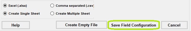 The "Save Field Configuration" button. The "Save Field Configuration" button.